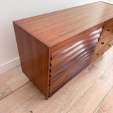 Louvered Front Walnut Low Dresser