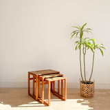 Set of Danish Teak Nesting Tables with Tile Tops