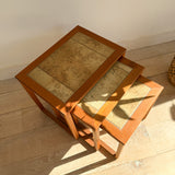 Set of Danish Teak Nesting Tables with Tile Tops