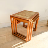 Set of Danish Teak Nesting Tables with Tile Tops