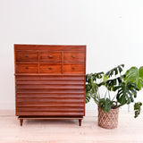 Louvered Front Walnut Highboy Dresser