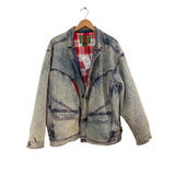 80s Flannel Lined Denim Jacket L