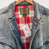80s Flannel Lined Denim Jacket L
