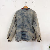 80s Flannel Lined Denim Jacket L