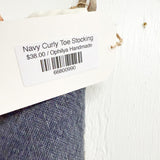 Navy Curly Toe Stocking