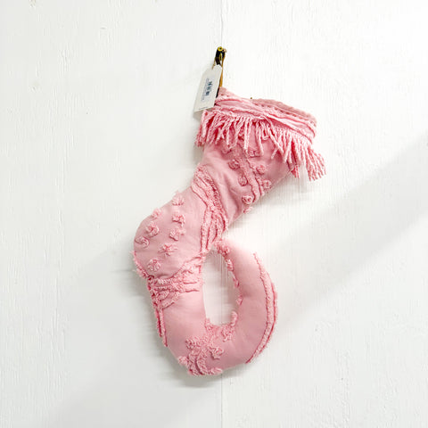 Pink Chenille Christmas Stocking