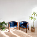 Pair of Vintage Blue Barrel Chairs
