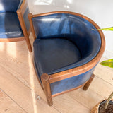 Pair of Vintage Blue Barrel Chairs