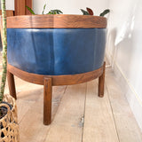 Pair of Vintage Blue Barrel Chairs