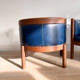 Pair of Vintage Blue Barrel Chairs