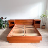 Danish Teak Queen Bed w/ Attached Nightstands — by Tørring
