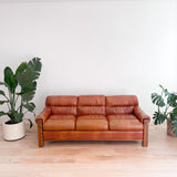 Vintage Brown Vinyl Sleeper Sofa