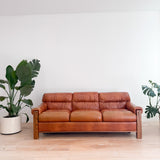Vintage Brown Vinyl Sleeper Sofa