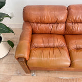 Vintage Brown Vinyl Sleeper Sofa