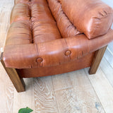 Vintage Brown Vinyl Sleeper Sofa