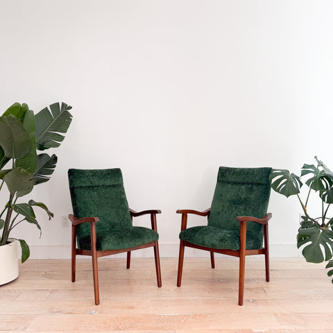 Pair of Vintage High Back Lounge Chairs