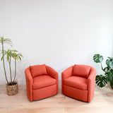 Pair of Vintage Swivel Lounge Chairs - New Upholstery