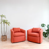 Pair of Vintage Swivel Lounge Chairs - New Upholstery