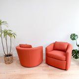 Pair of Vintage Swivel Lounge Chairs - New Upholstery