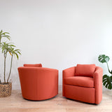 Pair of Vintage Swivel Lounge Chairs - New Upholstery