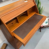 Danish 3-Drawer Tambour Teak Roll Top Desk