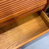 Danish 3-Drawer Tambour Teak Roll Top Desk