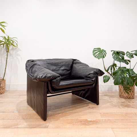 Postmodern Leather Lounge Chair