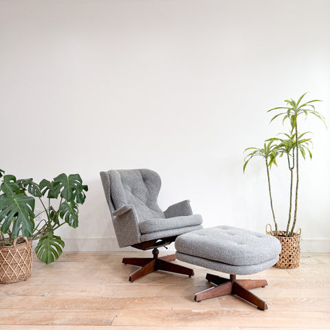 Danish Recliner/Rocker with Ottoman