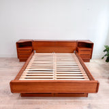 Vintage Teak Queen Bed w/ Nightstands