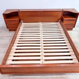 Vintage Teak Queen Bed w/ Nightstands