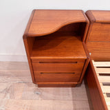 Vintage Teak Queen Bed w/ Nightstands