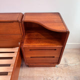 Vintage Teak Queen Bed w/ Nightstands