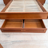 Vintage Teak Queen Bed w/ Nightstands