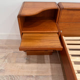 Vintage Teak Queen Bed w/ Nightstands