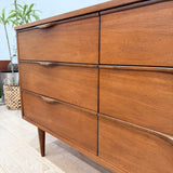 Mid Century Low Dresser w/ Sculpted Pulls