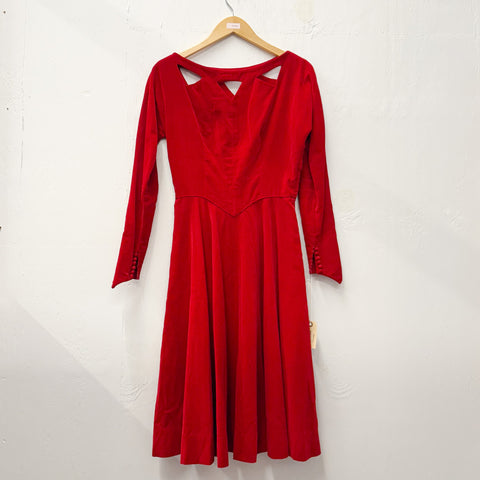 1960s Red Velvet Holiday Dress