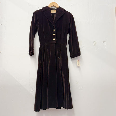 1960s Brown Velvet Dress