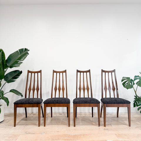 Set of 4 Mid Century Walnut Dining Chairs