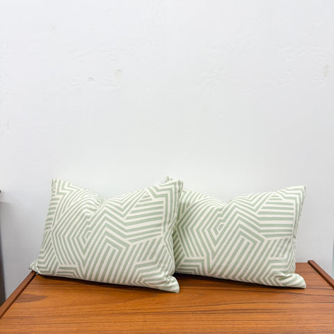 14 x 20" Pair of Seafoam Geometric Lumbar Pillows