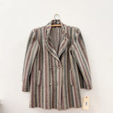 80s Grey Striped Coat - S/M
