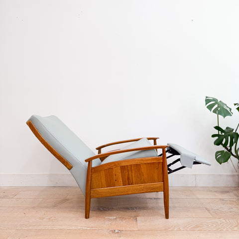 Milo Baughman Style Recliner - New Leather Upholstery