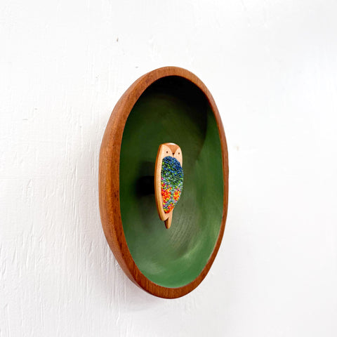 Embroidered Owl | Orange + Green