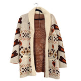 Vintage Cream w/Orange-Brown Hearts Knit Cardigan