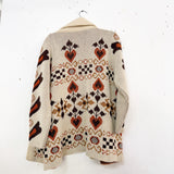 Vintage Cream w/Orange-Brown Hearts Knit Cardigan