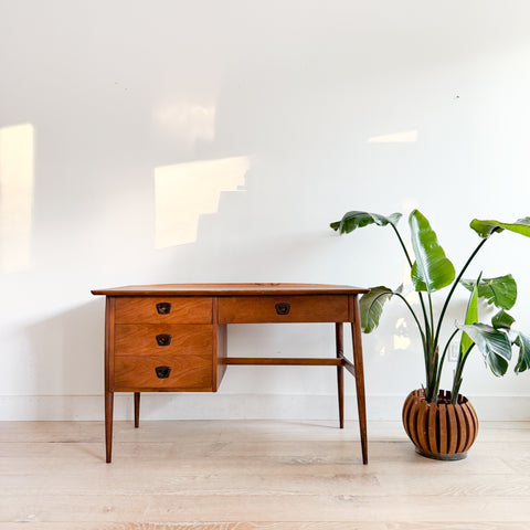 Mid Century Walnut Asymmetrical Desk