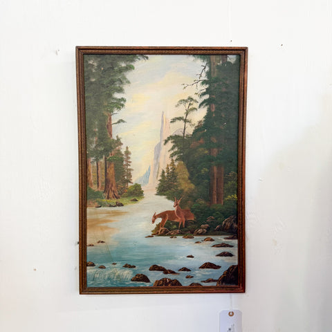 Mid century deer painting