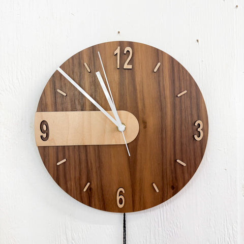 Modern Walnut Clock with Maple Accents