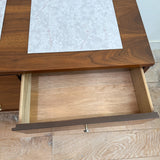 Mid Century Low Dresser w/ Faux Stone Top
