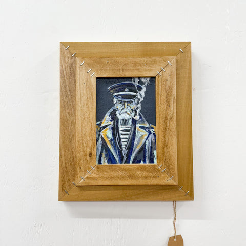 Pipe Smoking Boat Captain Painting