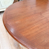 Danish Teak Round Dining Table w/ 2 Leaves